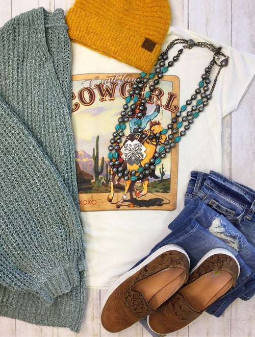 Shop Envi Me Tops and Tunics Can’t Tame A Cowgirl Rocker Tee