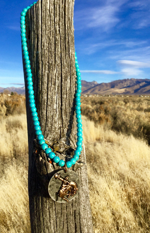 Shop Envi Me Necklaces Cowboy Bronc Pendant Turquoise Bead Necklace