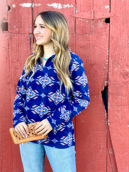 Shop Envi Me Cardigans and Kimonos DOORBUSTER The Navy Buttes Aztec Fleece