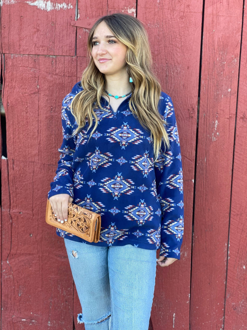 Shop Envi Me Cardigans and Kimonos DOORBUSTER The Navy Buttes Aztec Fleece