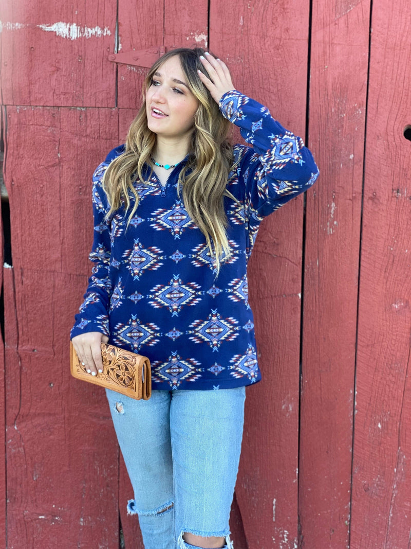 Shop Envi Me Cardigans and Kimonos DOORBUSTER The Navy Buttes Aztec Fleece