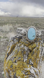 The Aztec Diamonds Sterling Silver & Kingman Turquoise (Real) Southwest Cuff Bracelet