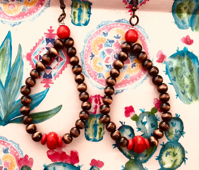 Shop Envi Me Earrings Navajo Pearl and Red Copper Loop Earrings