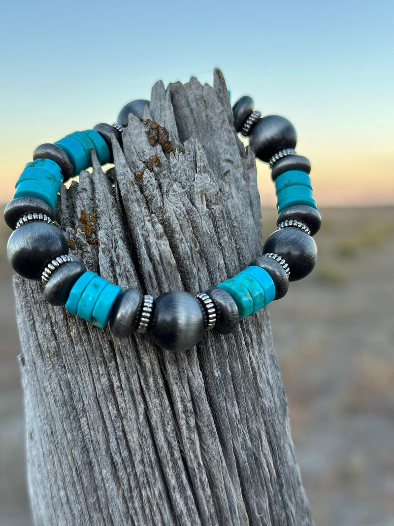 Mens silver and turquoise 2025 bracelet