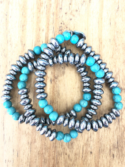 Shop Envi Me Jewelry Silver and Turquoise Navajo Pearl Stack Bracelets
