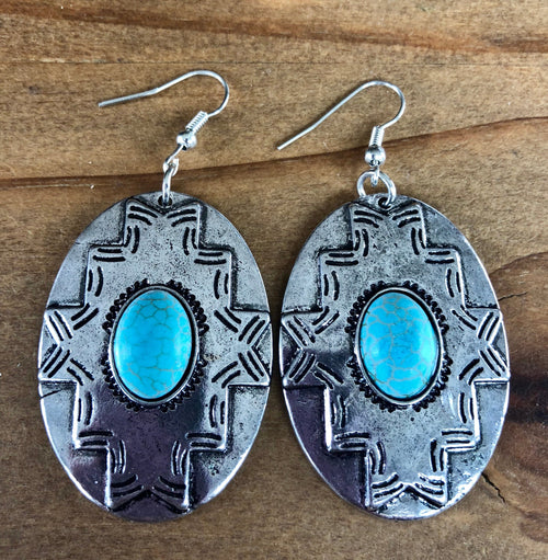 Shop Envi Me Earrings Silver Tribal Turquoise Oval Earring