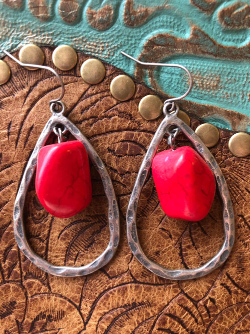 Shop Envi Me Earrings Teardrop with Coral Stone Drop Earrings