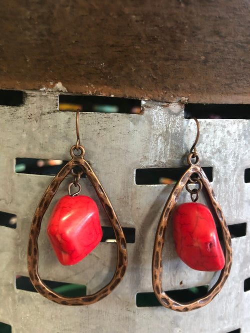 Shop Envi Me Earrings Teardrop with Coral Stone Drop Earrings