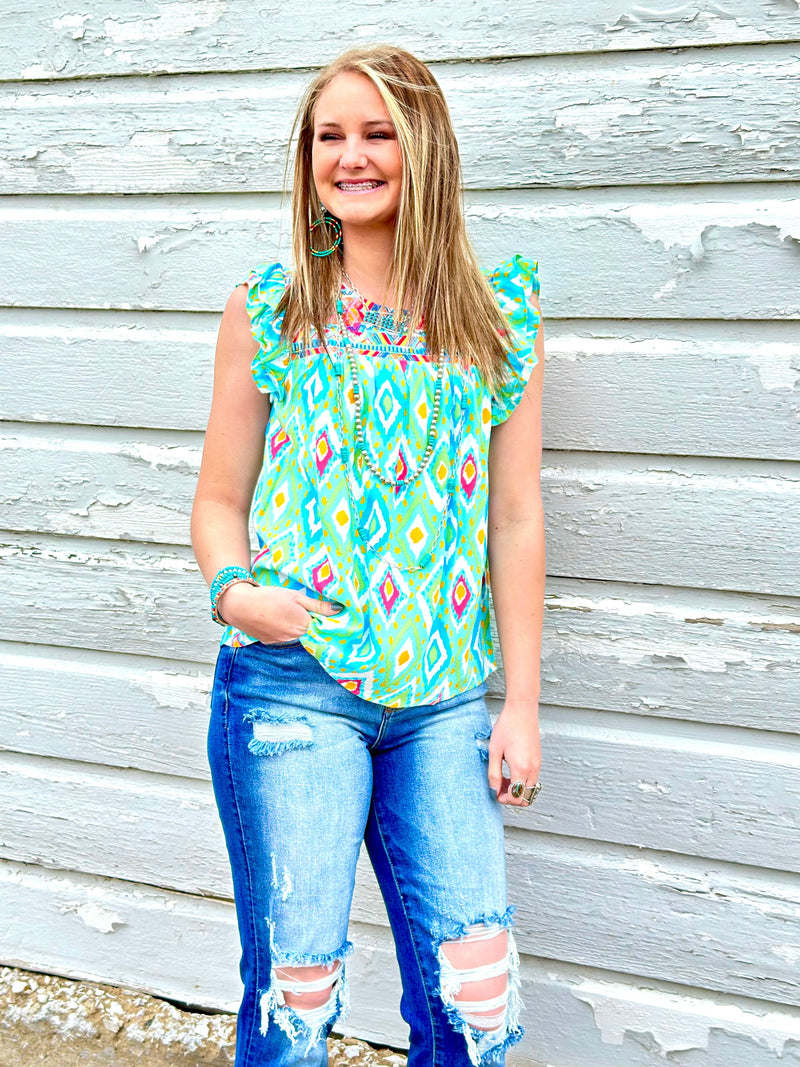 Shop Envi Me Tops and Tunics The Alamitos Aztec Embroidered Top