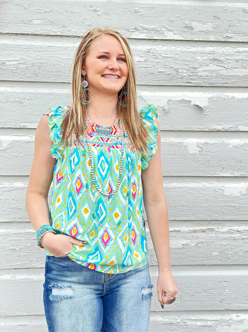 Shop Envi Me Tops and Tunics The Alamitos Aztec Embroidered Top