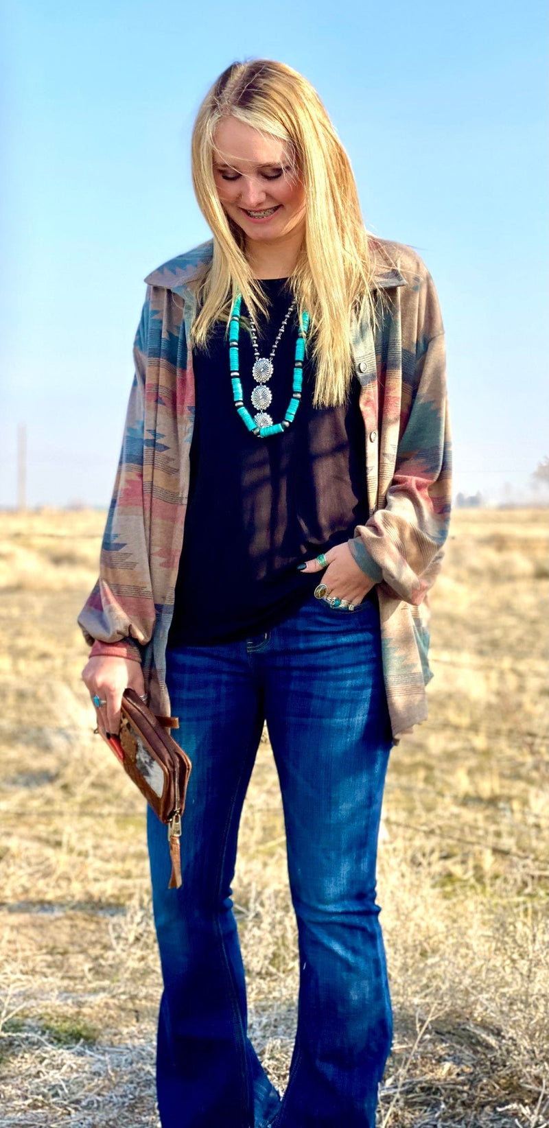 Shop Envi Me Clothing The Amarillo In The Spring Aztec Button Up Top
