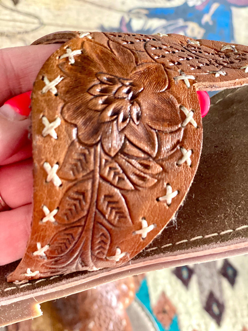 Hand Tooled Floral Leather Birkenstock Sandals