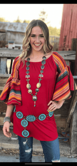 Shop Envi Me Tops and Tunics The Arizona Remuda Red Serape Tunic