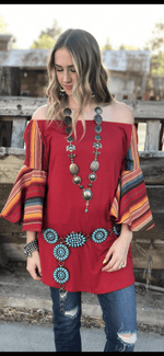 Shop Envi Me Tops and Tunics The Arizona Remuda Red Serape Tunic