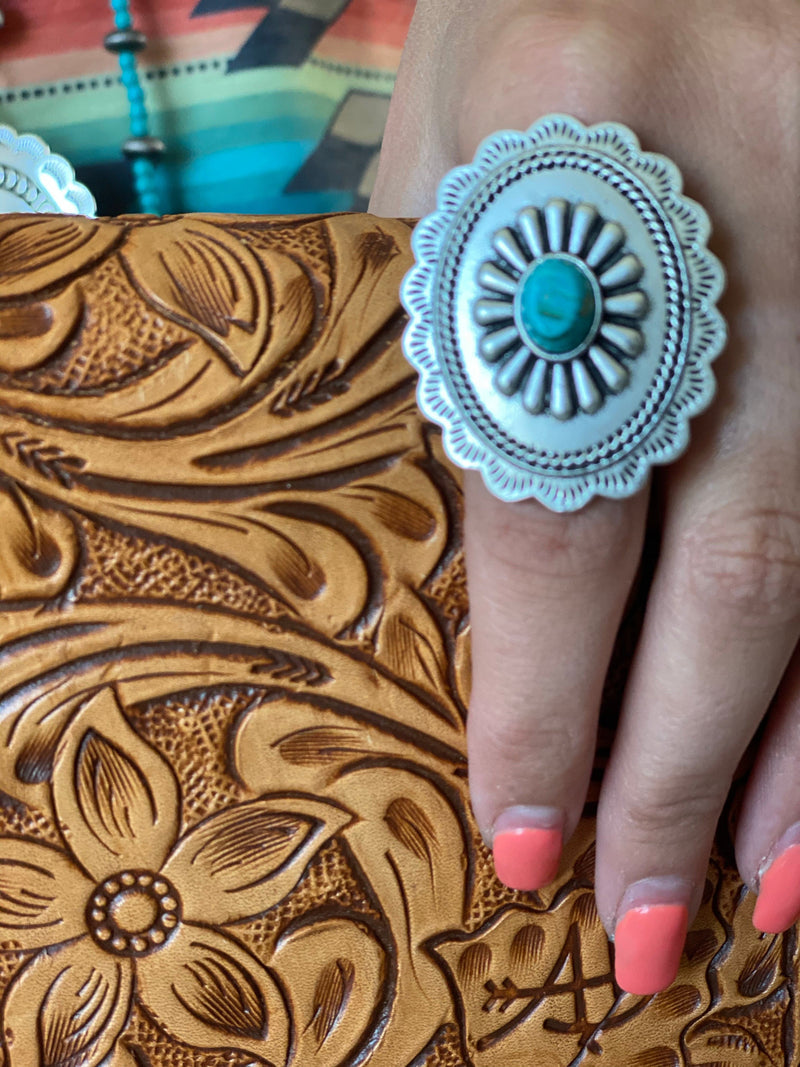 Shop Envi Me Earrings Turquoise The Aspen Oval Turquoise & Silver Ring