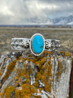 Shop Envi Me Bracelets Silver & Kingman Turquoise The Aztec Diamonds Sterling Silver & Kingman Turquoise (Real) Southwest Cuff Bracelet