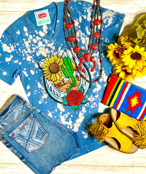 Shop Envi Me It's T-shirt Kinda Day The Better Be Blue Bleached Lucky Cactus Tee