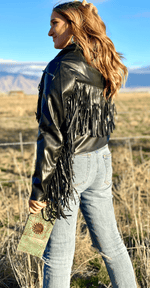 Shop Envi Me Outerwear The Biker Babe Fringe Jacket