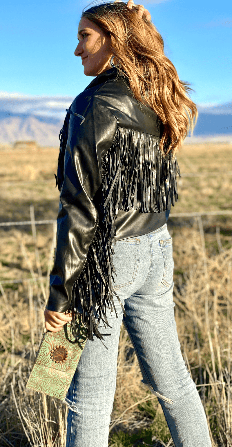 Shop Envi Me Outerwear The Biker Babe Fringe Jacket