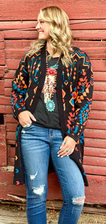 Shop Envi Me Cardigans and Kimonos The Black Annie Oakley Aztec Long Sweater