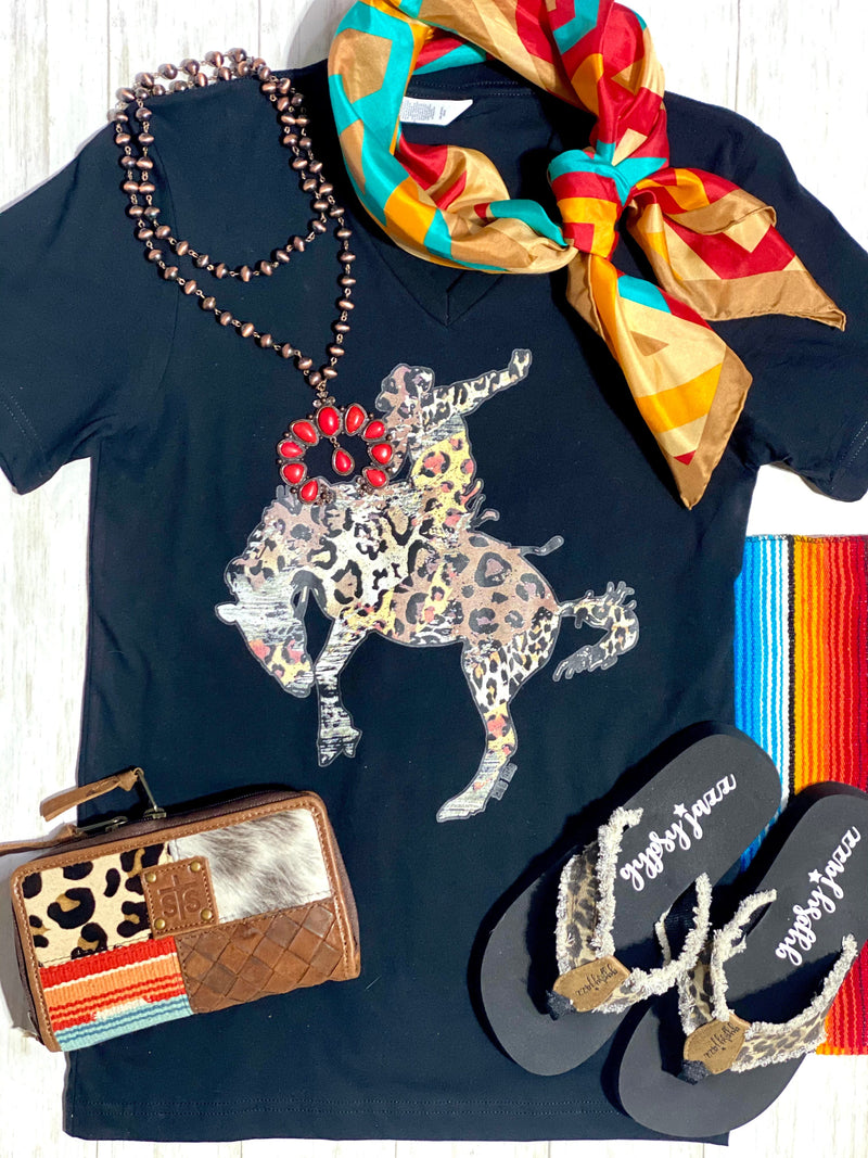 Shop Envi Me It's T-shirt Kinda Day The Black Cheetah Bucking Horse V Neck Tee