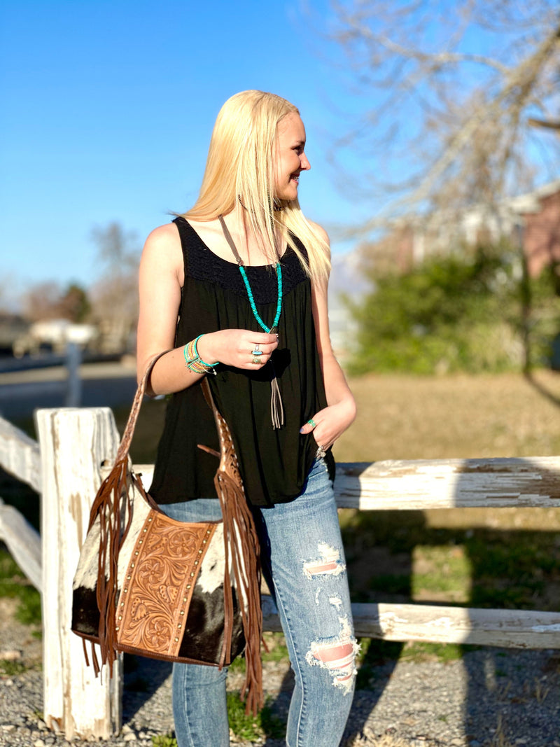 Shop Envi Me Tops and Tunics The Black Crochet Tank Top🏖