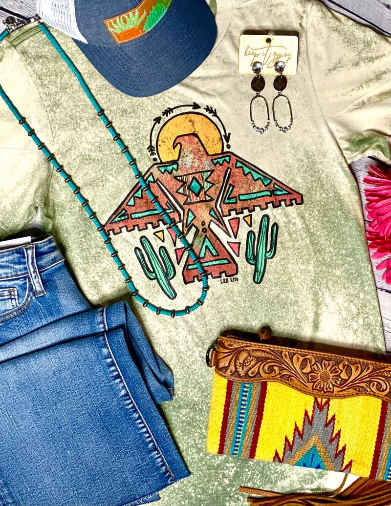 Shop Envi Me Tops and Tunics The Bleached Olive Wild as a Thunderbird Cactus Tee