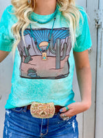 Shop Envi Me It's T-shirt Kinda Day The Bleached Turquoise Cactus Tee