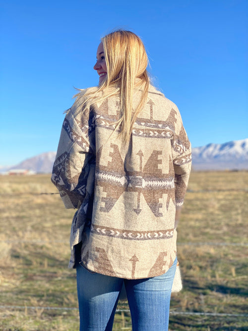 Shop Envi Me Cardigans and Kimonos The Buffalo Plains Aztec Shacket Jacket