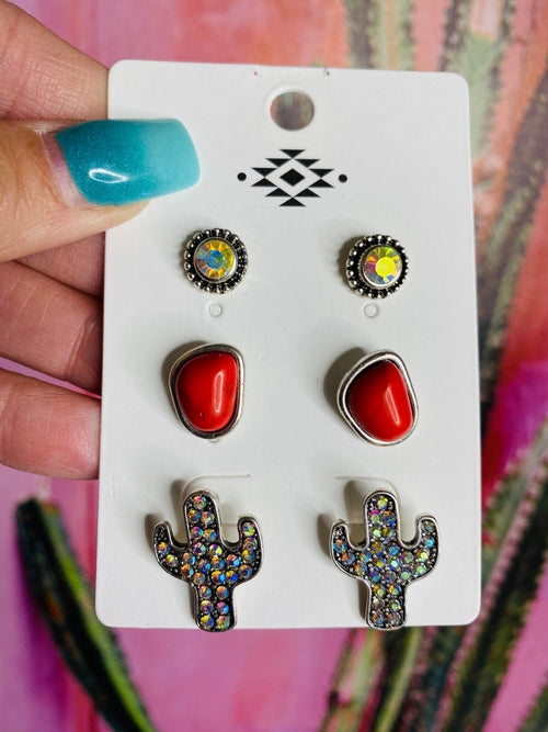 Shop Envi Me Earrings Red The Cactus Earring Set