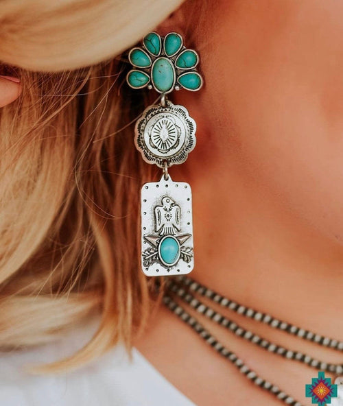 Shop Envi Me Earrings Turquoise The Canton Thunderbird Turquoise & Silver Southwest Earrings