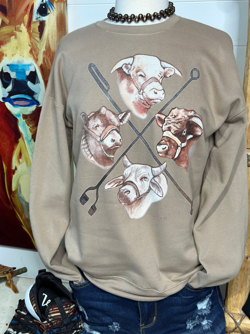 Shop Envi Me Tops The Cattle Guard Retro Bull Sweatshirt