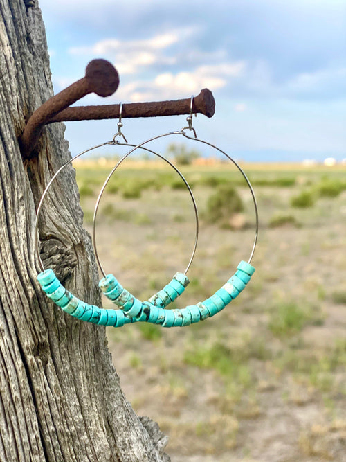 Shop Envi Me Earrings The Charro Silver & Turquoise Hoop Earring