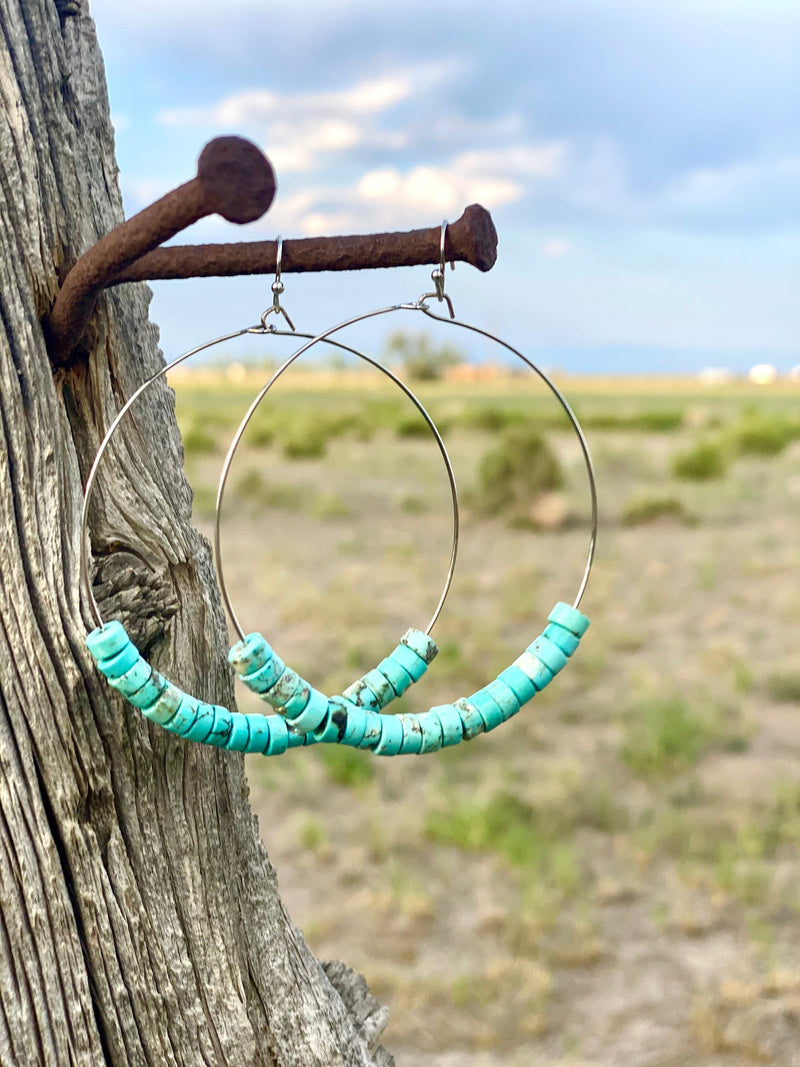 Shop Envi Me Earrings The Charro Silver & Turquoise Hoop Earring