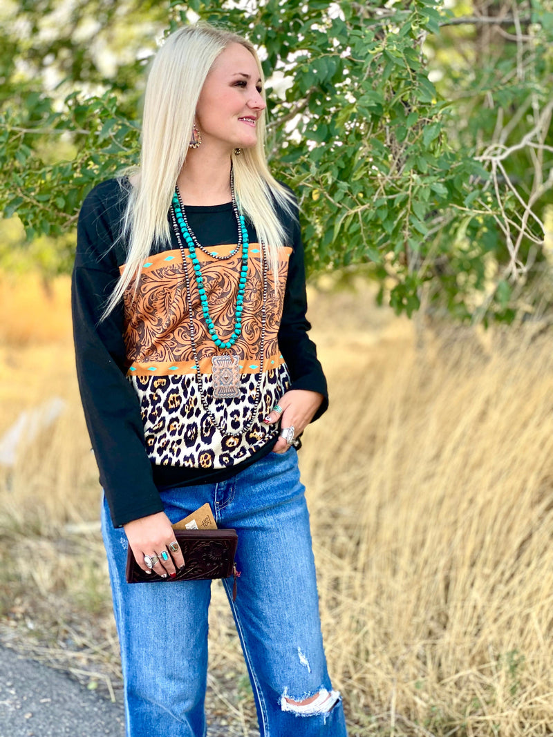 Shop Envi Me Tops The Cheetah Buckstitch Babe Pullover