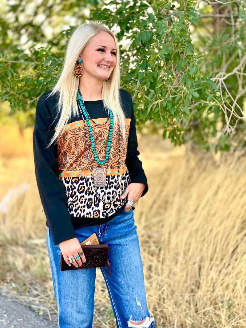 Shop Envi Me Tops The Cheetah Buckstitch Babe Pullover