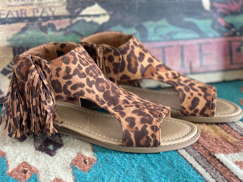 Not Rated Footwear The Cheetah Fringe Marana Sandal