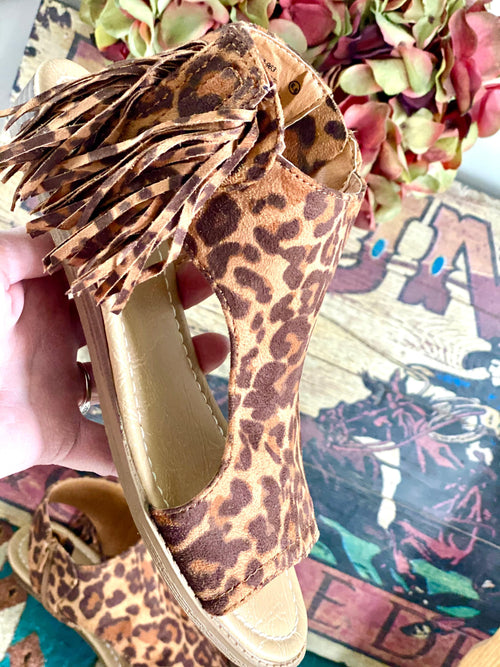 Not Rated Footwear The Cheetah Fringe Marana Sandal