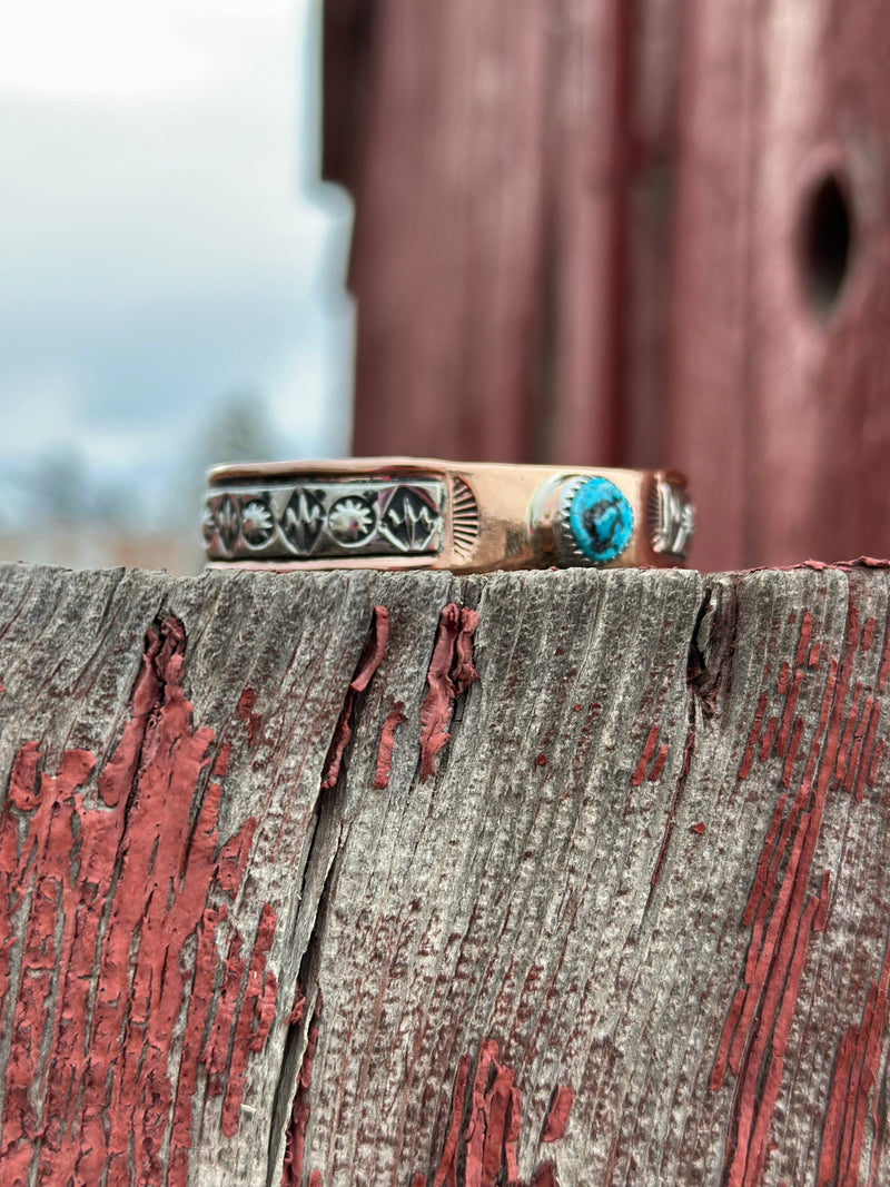 Shop Envi Me Bracelets Sterling Silver Copper & Blue Bird Kingman Turquoise The Cheyenne Copper Sterling Silver & Turquoise (Real) Cuff Bracelet