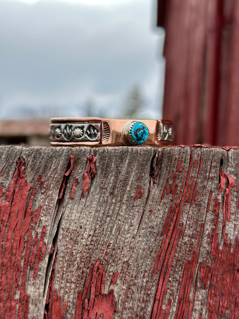 Shop Envi Me Bracelets Sterling Silver Copper & Blue Bird Kingman Turquoise The Cheyenne Copper Sterling Silver & Turquoise (Real) Cuff Bracelet