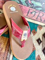 Yellow Box Footwear The Cinco Red Tooled Flip Flop