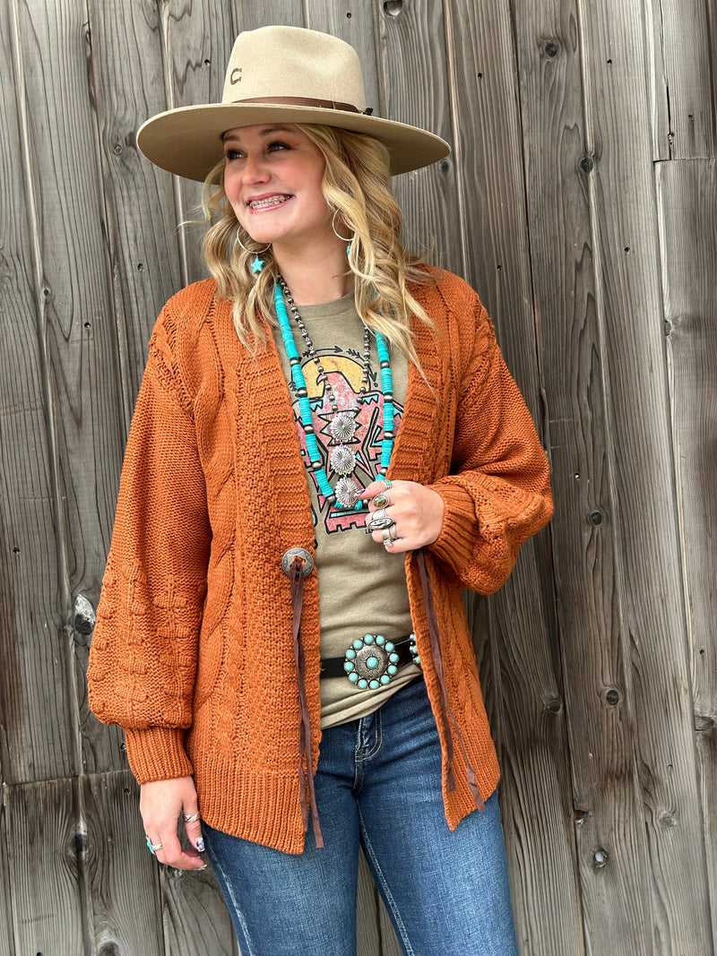 Rust colored deals cardigan sweater