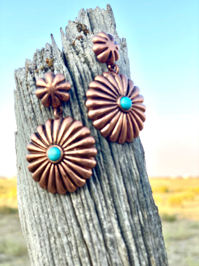 Shop Envi Me Earrings The Copper Concho with Turquoise Oval Earrings