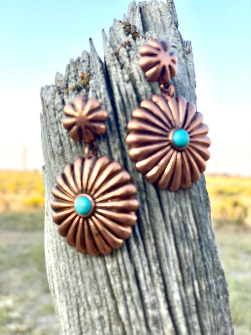 Shop Envi Me Earrings The Copper Concho with Turquoise Oval Earrings