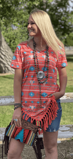 Shop Envi Me Tops and Tunics The Coral Aztec Summer Steer Top