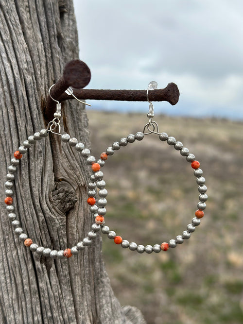 Shop Envi Me Earrings Silver The Coral Navajo Pearl Hoop Bead Earring