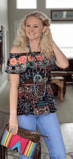 Shop Envi Me Tops and Tunics The Cosmo Floral embroidered Top