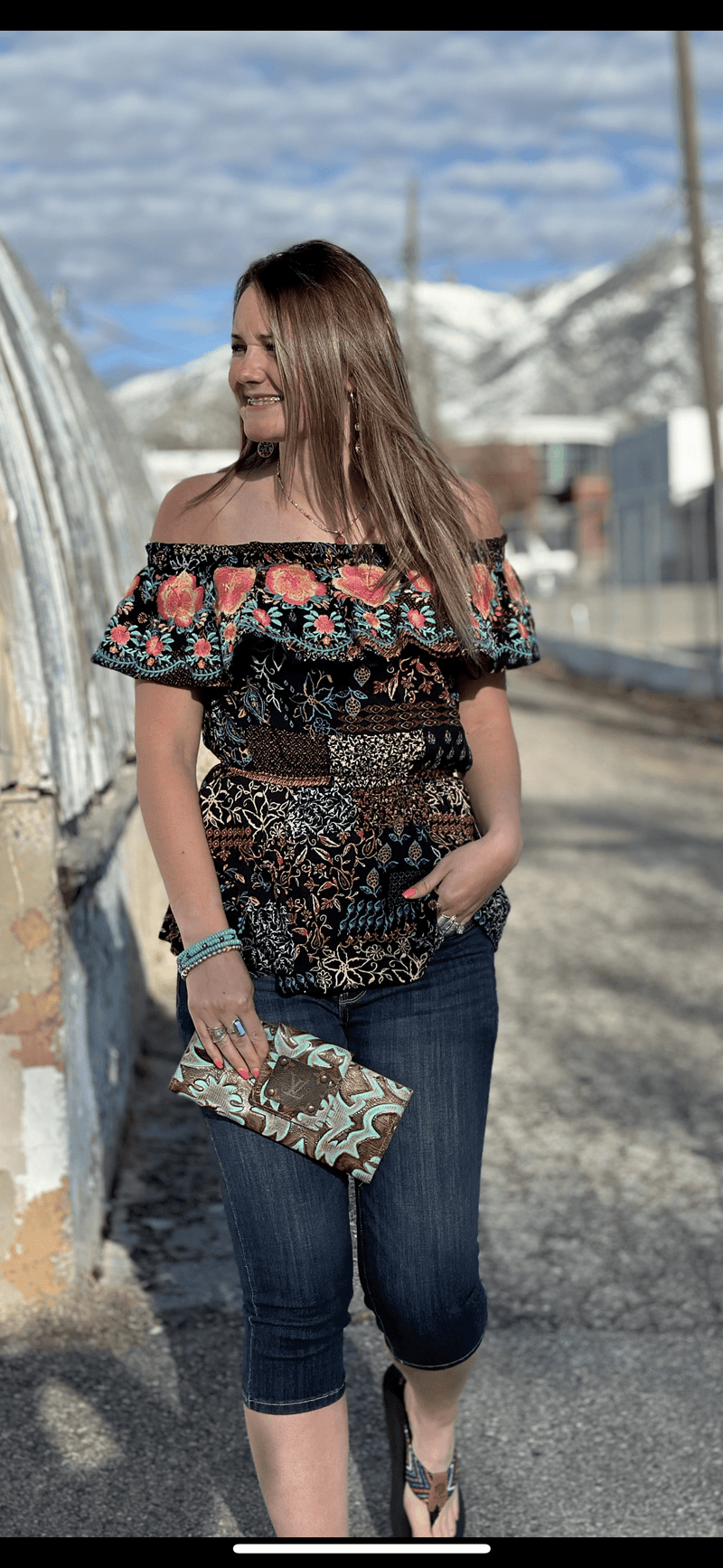 Shop Envi Me Tops and Tunics The Cosmo Floral embroidered Top