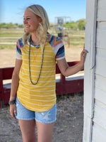 Shop Envi Me Tops and Tunics The Cottonwood Striped Tribal Detail Top