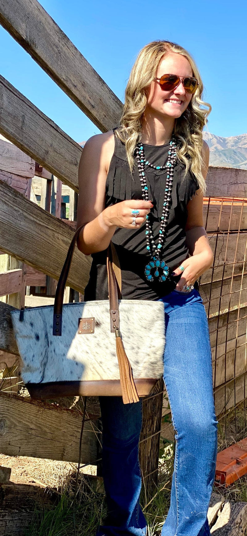 Shop Envi Me Tops and Tunics The Cow Boss Black Fringe Summer Tank